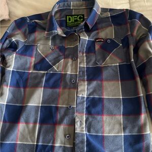 Dixxon Youth Large Blue and Gray Plaid Shirt